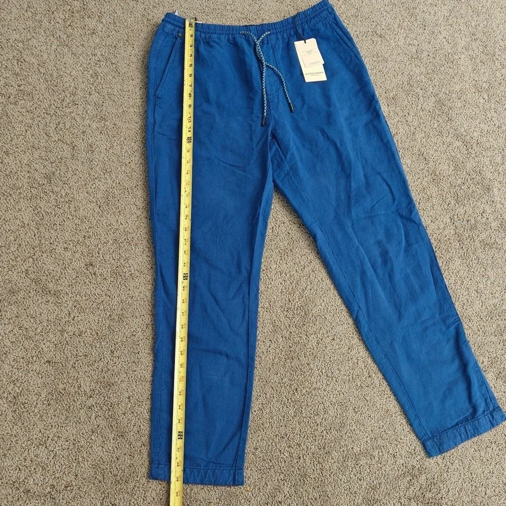 NWT Scotch & Soda Fave Men Blue Linen Cotton Garment Dye Chino Pants